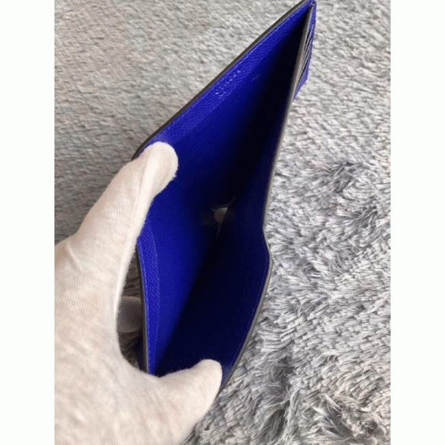 Blue electric luxury replica Hermes Copernic compact wallet