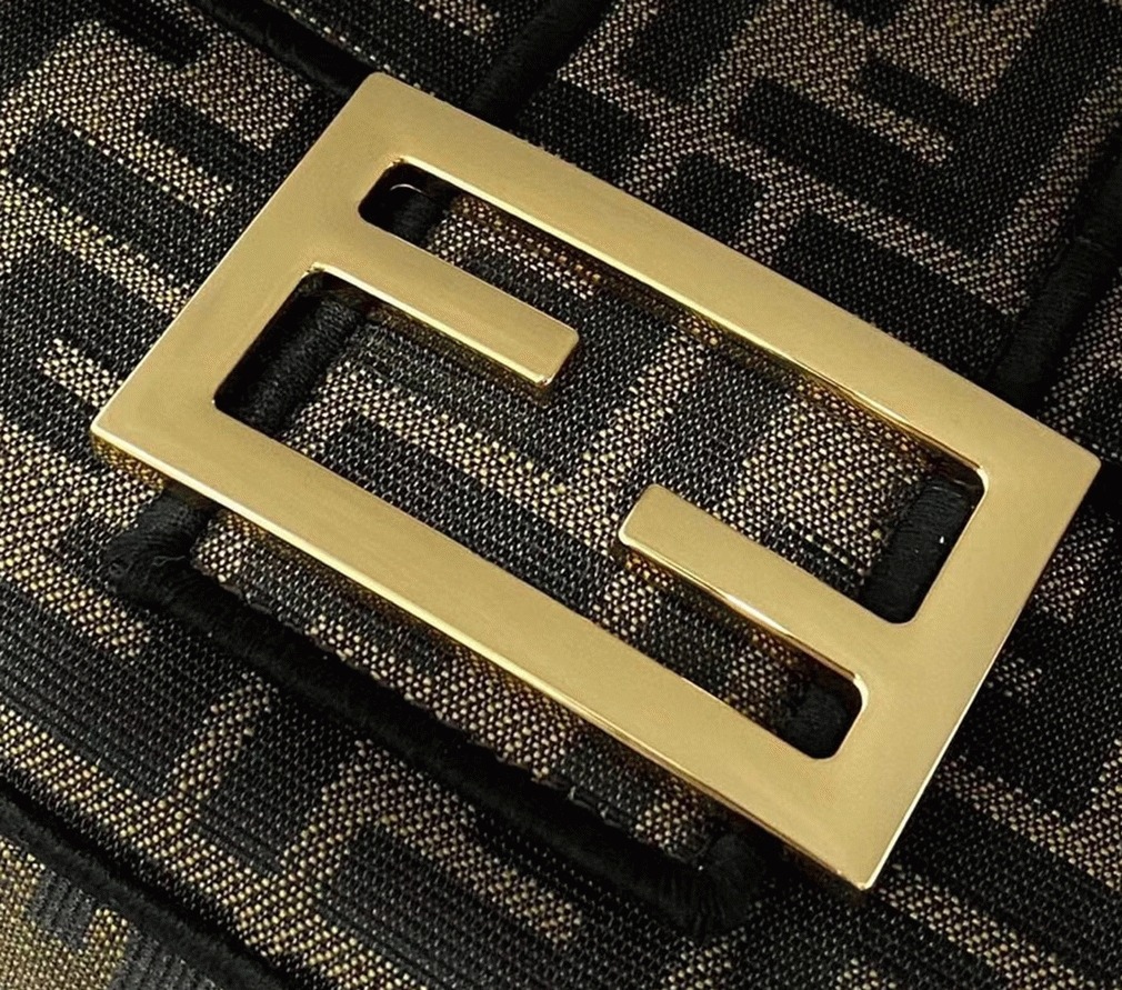 Top Quality Fake Fendi Large Baguette Bag In Brown FF Jacquard Fabric