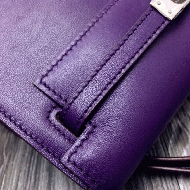 Purple Swift Leather Knockoff Hermes Kelly Danse Stylish Bag