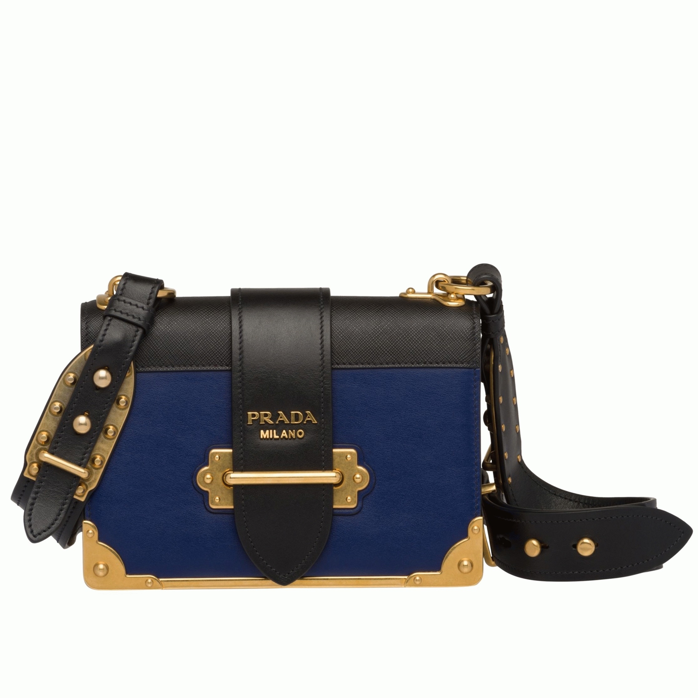 Blue/Black Prada Cahier Shoulder Bag Fake