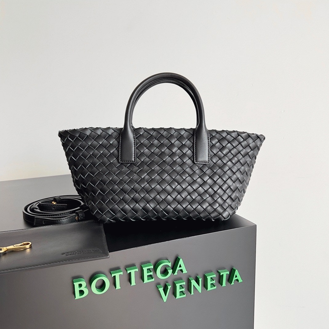 Top Quality Fake Bottega Veneta Cabat Mini Bag In Black Intrecciato Lambskin