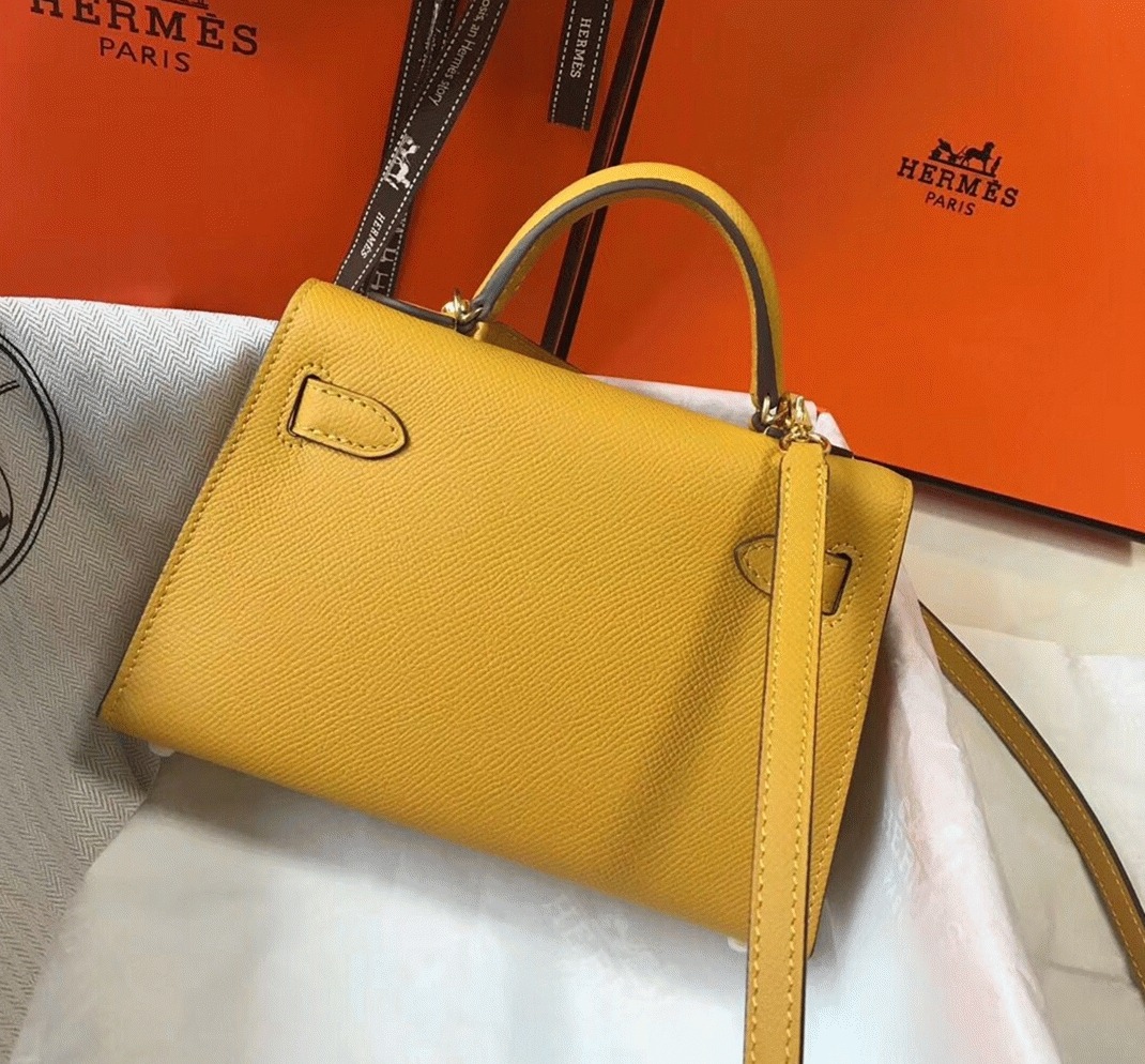 Yellow Hermes Kelly Mini II Replica Handbag