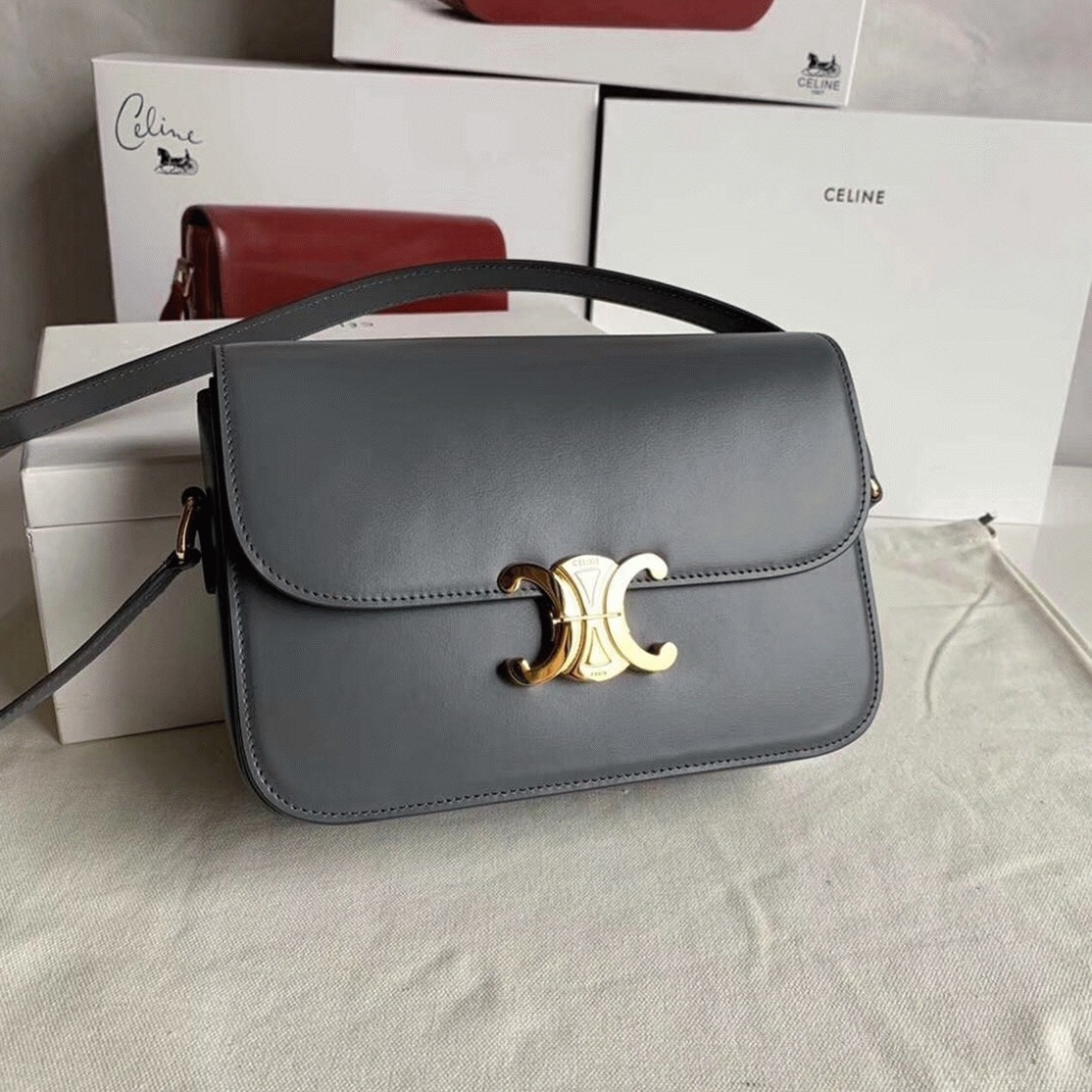 Top Quality Knockoff Celine Triomphe Medium Bag In Grey