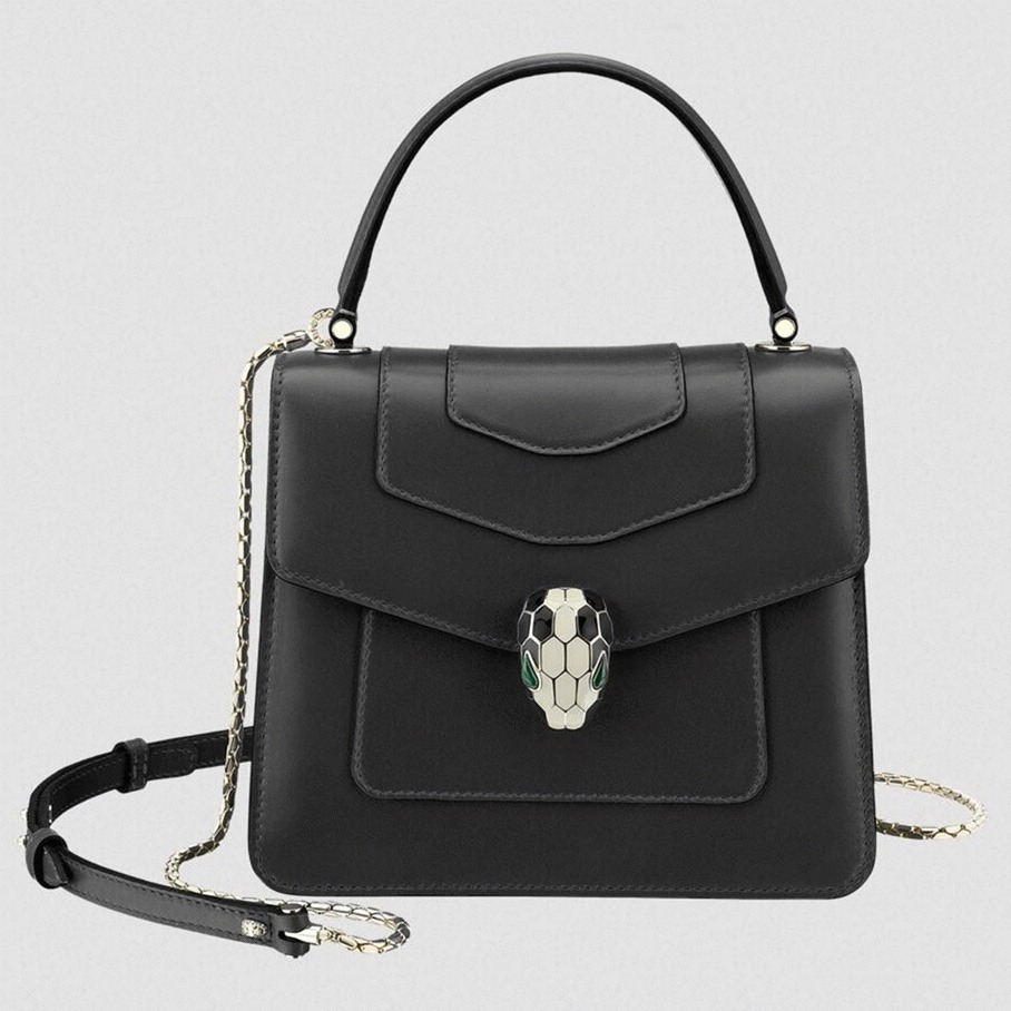 Fake Bvlgari Serpenti Forever Small Bag Black Calfskin