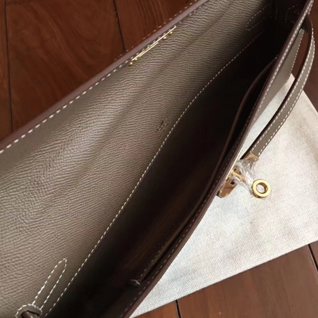 Etoupe Epsom Knockoff Hermes Kelly Cut Clutch Stylish Purse