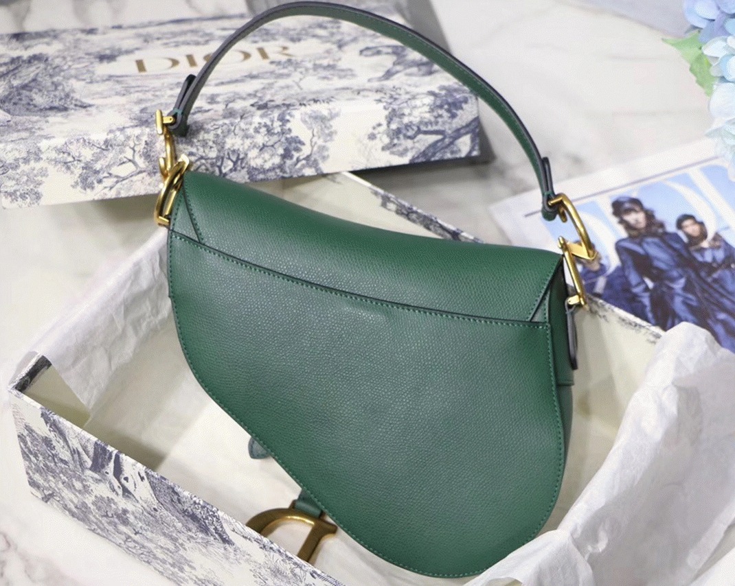 Dior Saddle Bag Faux in Green Grained Calfskin