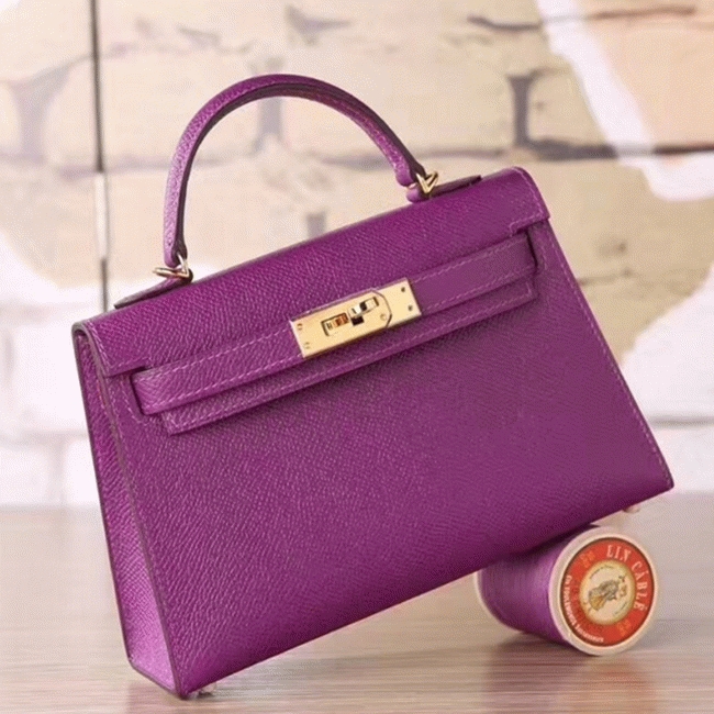Cyclamen Epsom Fake Hermes Kelly 20cm Pastel Tote