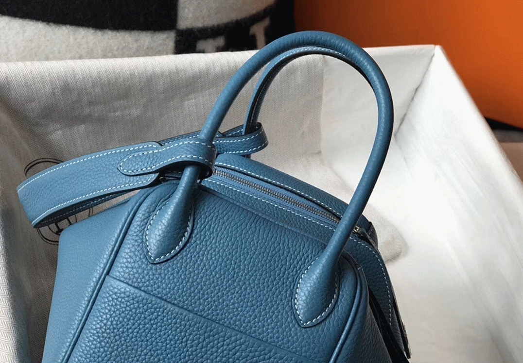 Replica Hermes Lindy 26cm bag in blue jean fabric