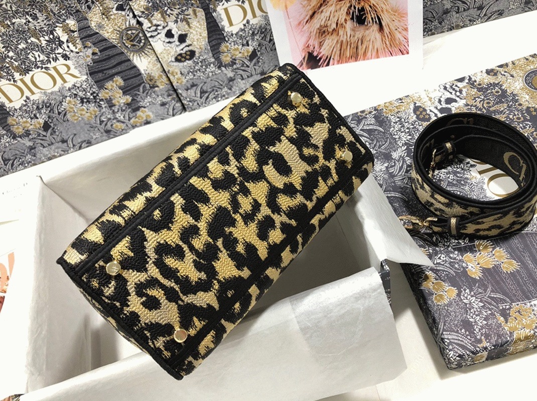 Dior Lady D-Lite Medium Bag Replica in Beige Multicolor Mizza Embroidery