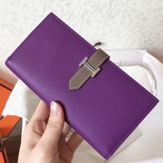Ultraviolet Taupe Knockoff Hermes Bearn Wallet