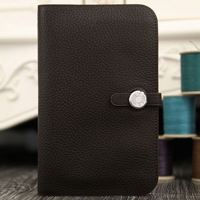 Chocolate knockoff Hermes Dogon combine wallet