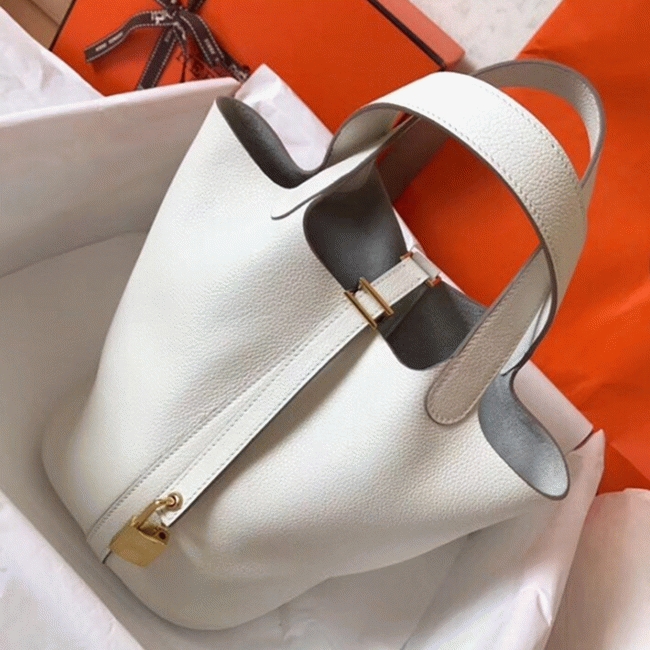 White luxury replica Hermes Picotin Lock 22cm handbag