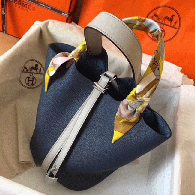 Bicolor sapphire replica Hermes Picotin Lock 22cm handbag