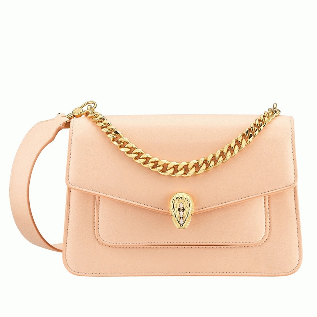 Fake Bvlgari Serpenti Forever Medium Crossbody Bag with Chain Nude