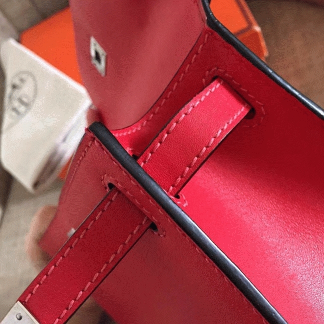 Red Swift Top Fake Hermes Kelly Pochette Statement Clutch