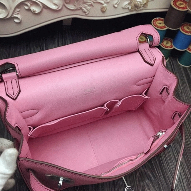 Pink fake luxury Hermes Jypsiere 34cm handbag