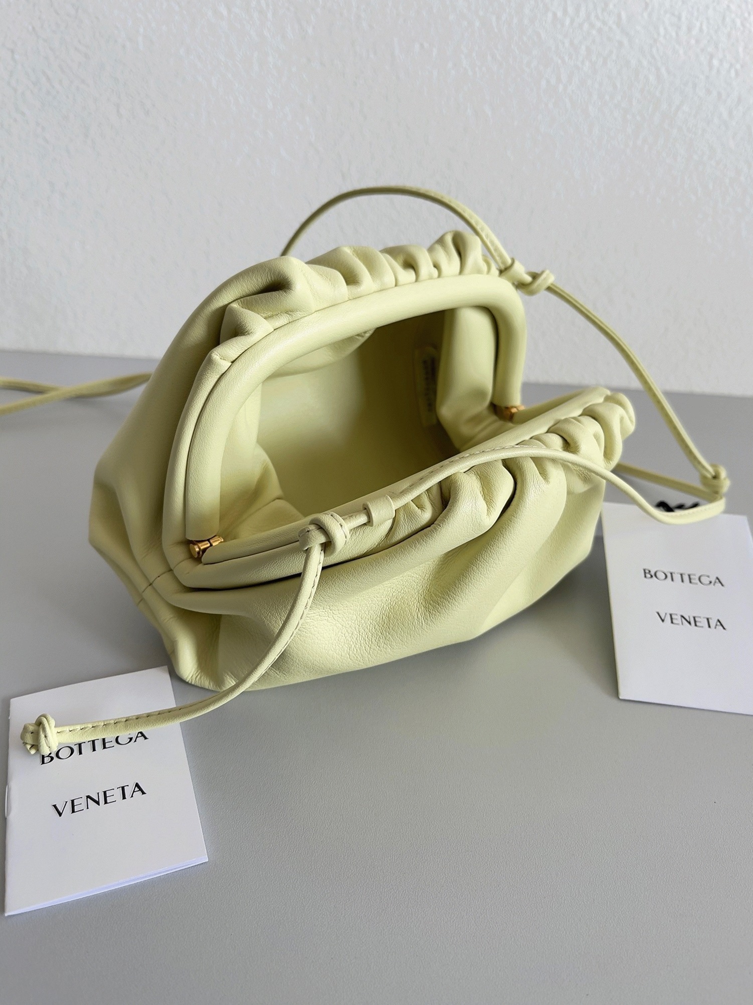 Fake Bottega Veneta Mini Pouch with Strap Zest Washed