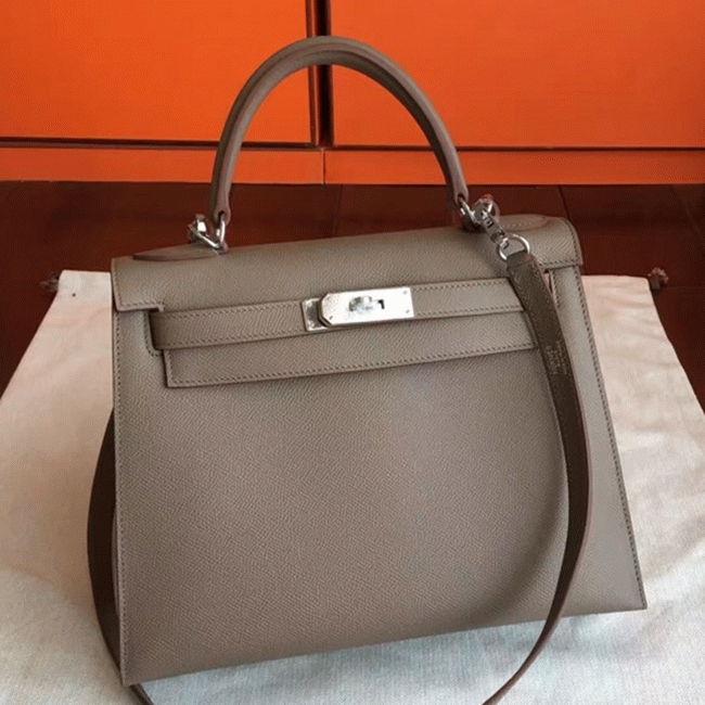 Etoupe Epsom Replica Luxury Hermes Kelly 32cm Sellier Elegant Tote