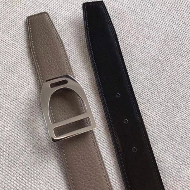 Knockoff Hermes Etrier buckle belt in taupe shade