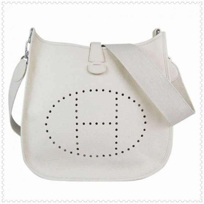 White Evelyne III Bag Designer Replica Hermes Clean Look Purse