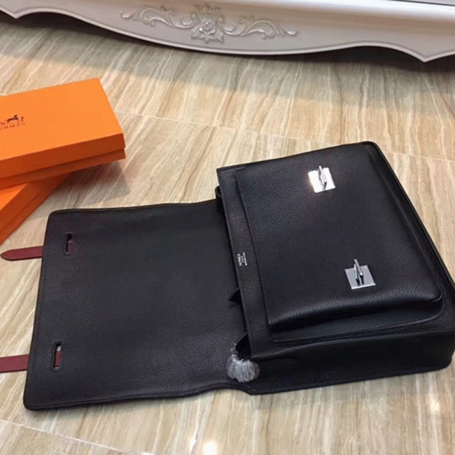 Black Fake Designer Hermes Steve Messenger Bag