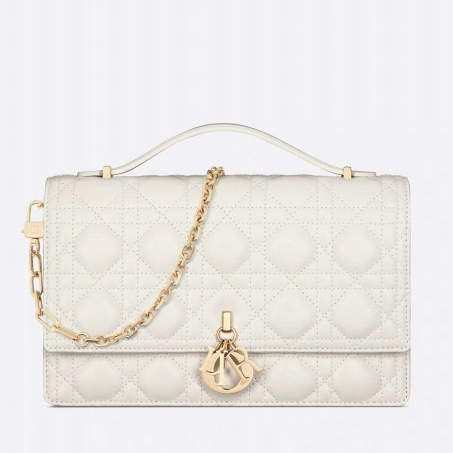 Dior Miss Dior Top Handle Bag Replica in White Cannage Lambskin