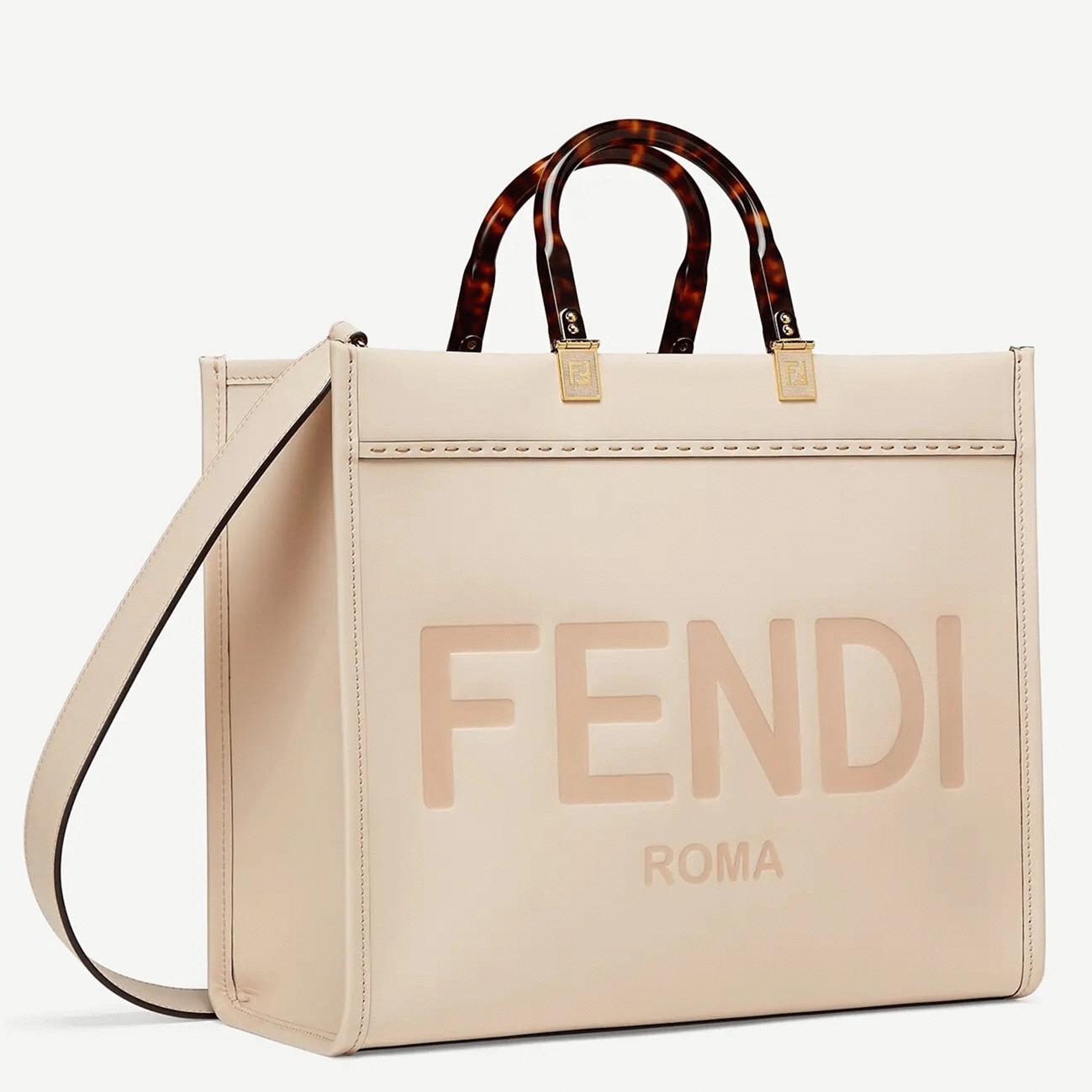 Top Quality Knockoff Fendi Sunshine Medium Tote Bag In Beige Calfskin