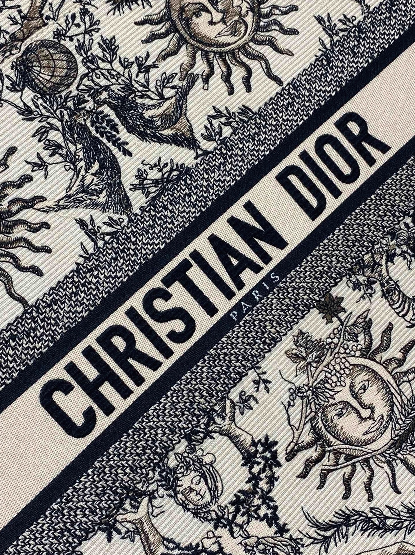 Dior Large Book Tote Bag Replica in Beige Toile de Jouy Soleil Embroidery