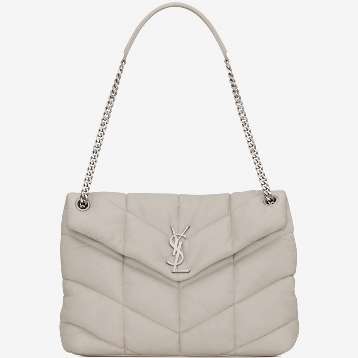 Replica Saint Laurent Puffer Medium Chain Bag Ivory Lambskin