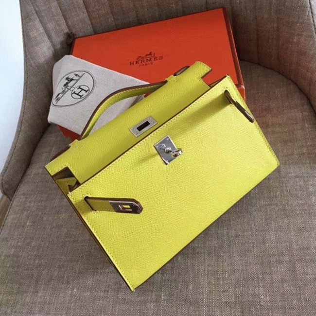Soufre Epsom Knockoff Hermes Kelly Pochette Vibrant Handbag