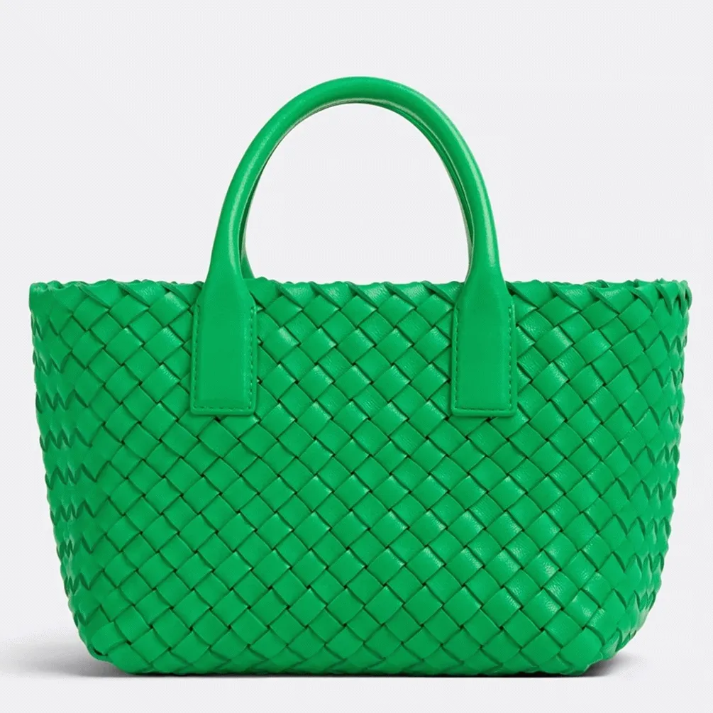 Top Quality Replica Bottega Veneta Cabat Mini Bag In Green Intrecciato Lambskin