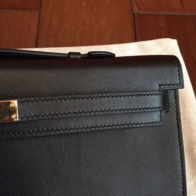 Black Swift Fake Hermes Kelly Cut Clutch Elegant Clutch