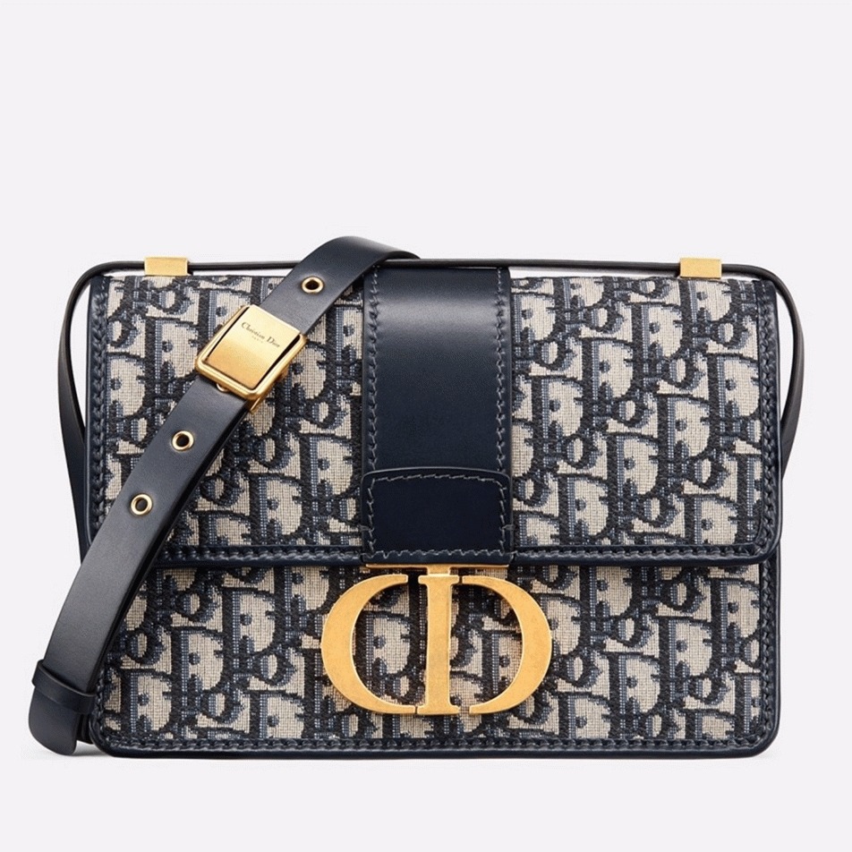 Dior 30 Montaigne Medium Bag Replica in Blue Dior Oblique Jacquard