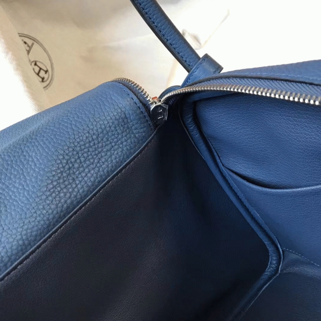 Copy Hermes Lindy 30cm bag in blue agate shade