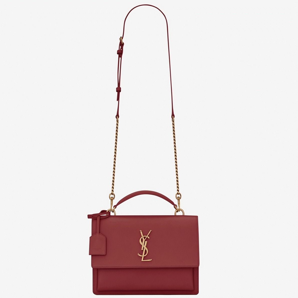 Knockoff Saint Laurent Sunset Medium Top Handle Bag Red Calfskin