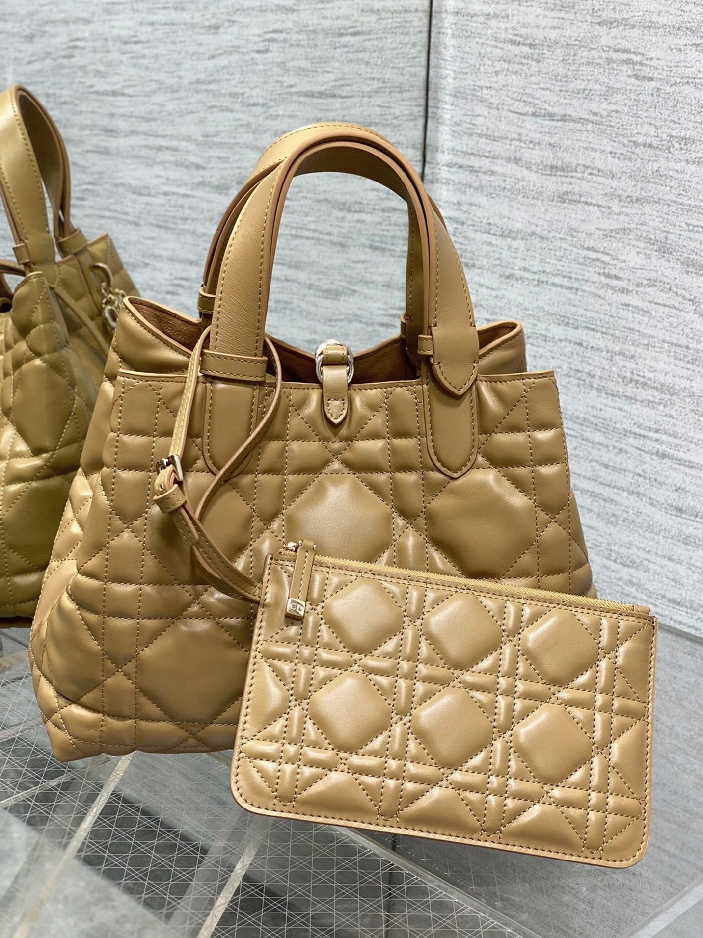 Dior Toujours Medium Bag Fake in Tan Macrocannage Calfskin