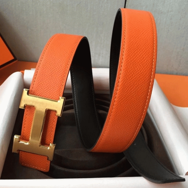 Orange epsom knockoff Hermes belt buckle