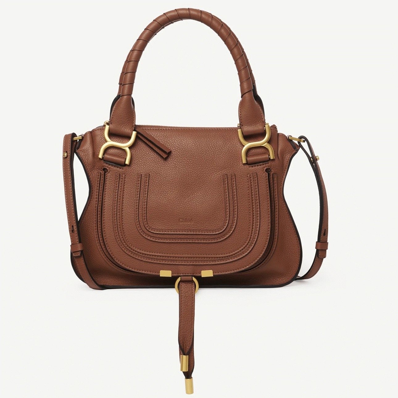 Top Quality Replica Chloe Marcie Small Double Carry Bag in Blue Grained Leather