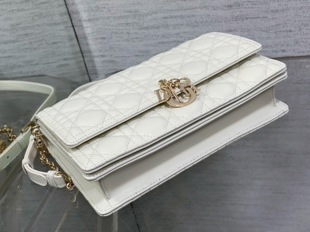 Dior Miss Dior Top Handle Bag Replica in White Cannage Lambskin