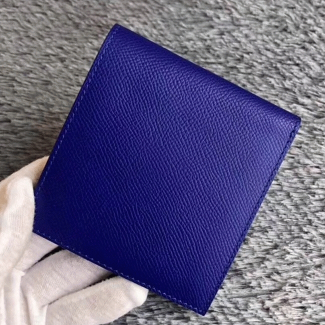 Blue electric luxury replica Hermes Copernic compact wallet
