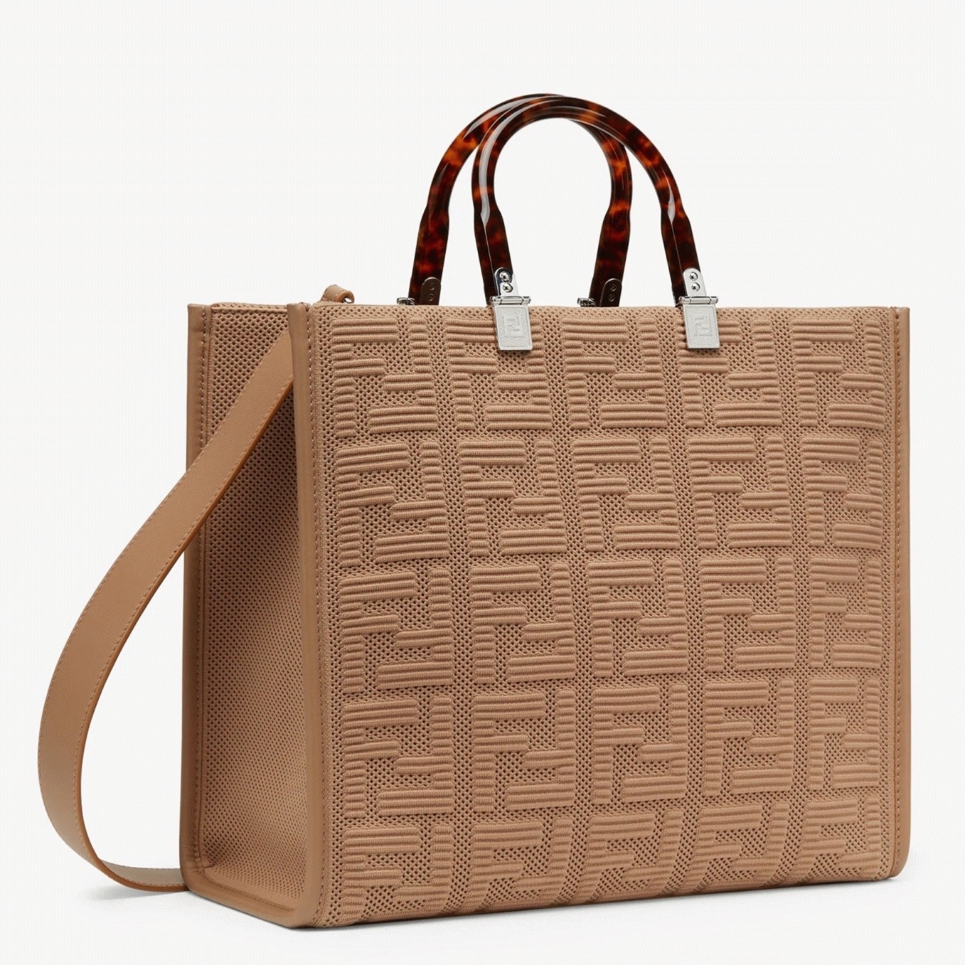 Top Quality Knockoff Fendi Sunshine Medium Tote Bag In Beige FF Fabric