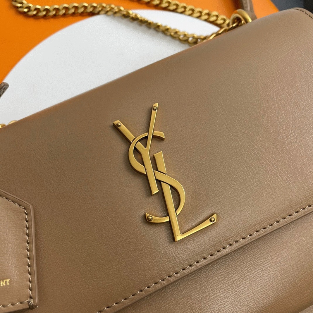 Knockoff Saint Laurent Sunset Medium Chain Bag Taupe Calfskin