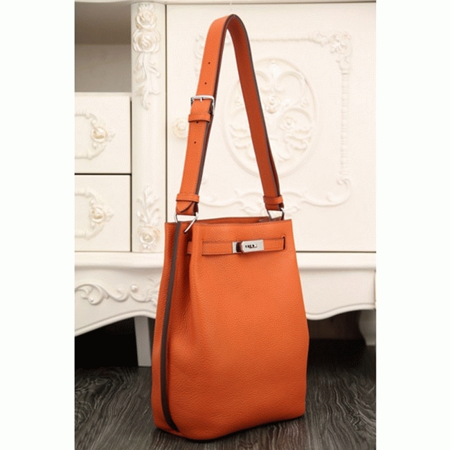 Orange Leather Replica Designer Hermes So Kelly 22cm Vibrant Handbag