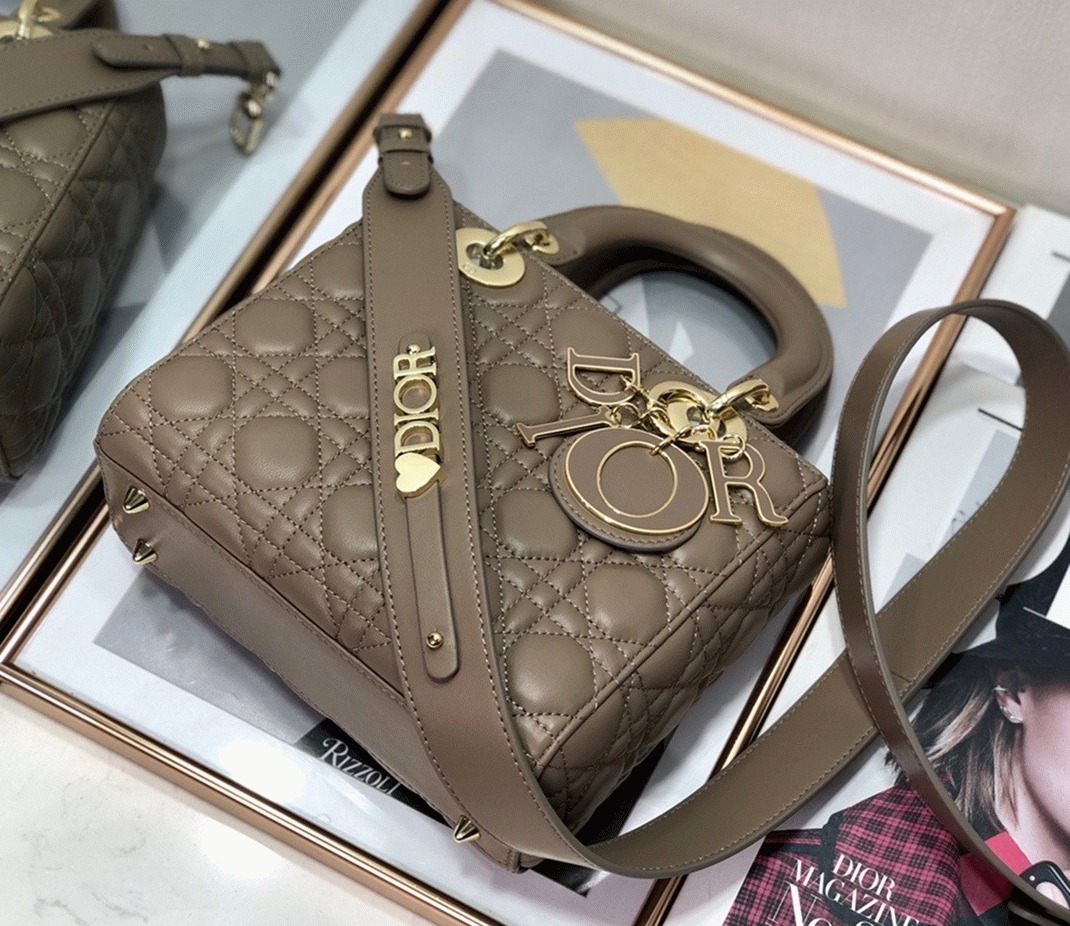 Dior Small Lady Dior My ABCDior Bag Fake in Warm Taupe
