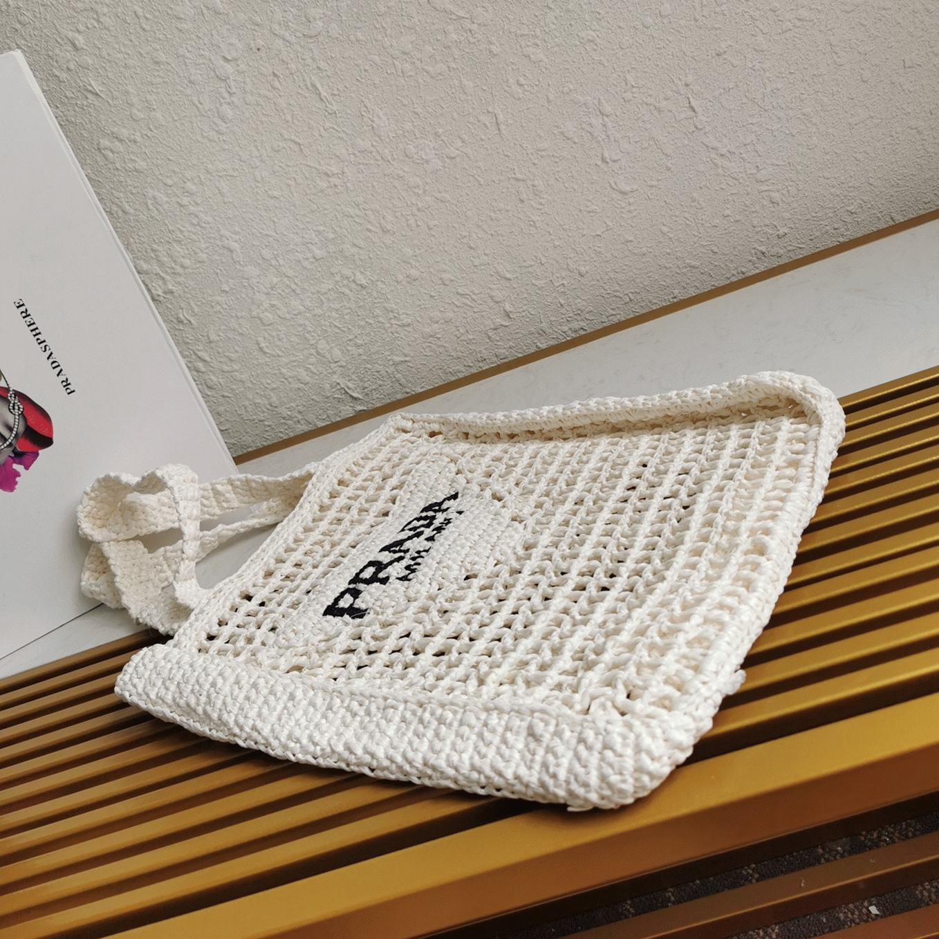 Prada Small Tote Bag Best Replica in White Woven Raffia