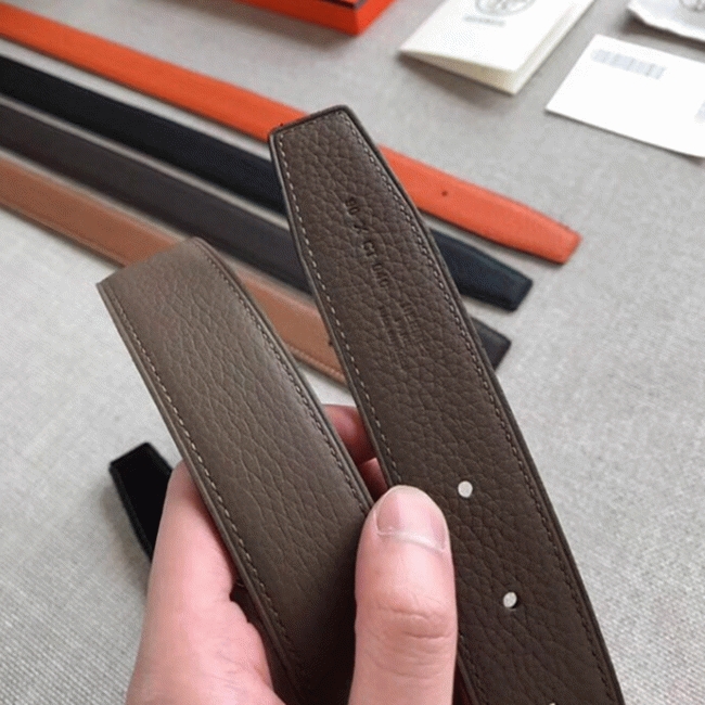 Knockoff Hermes Etrier buckle belt in taupe shade