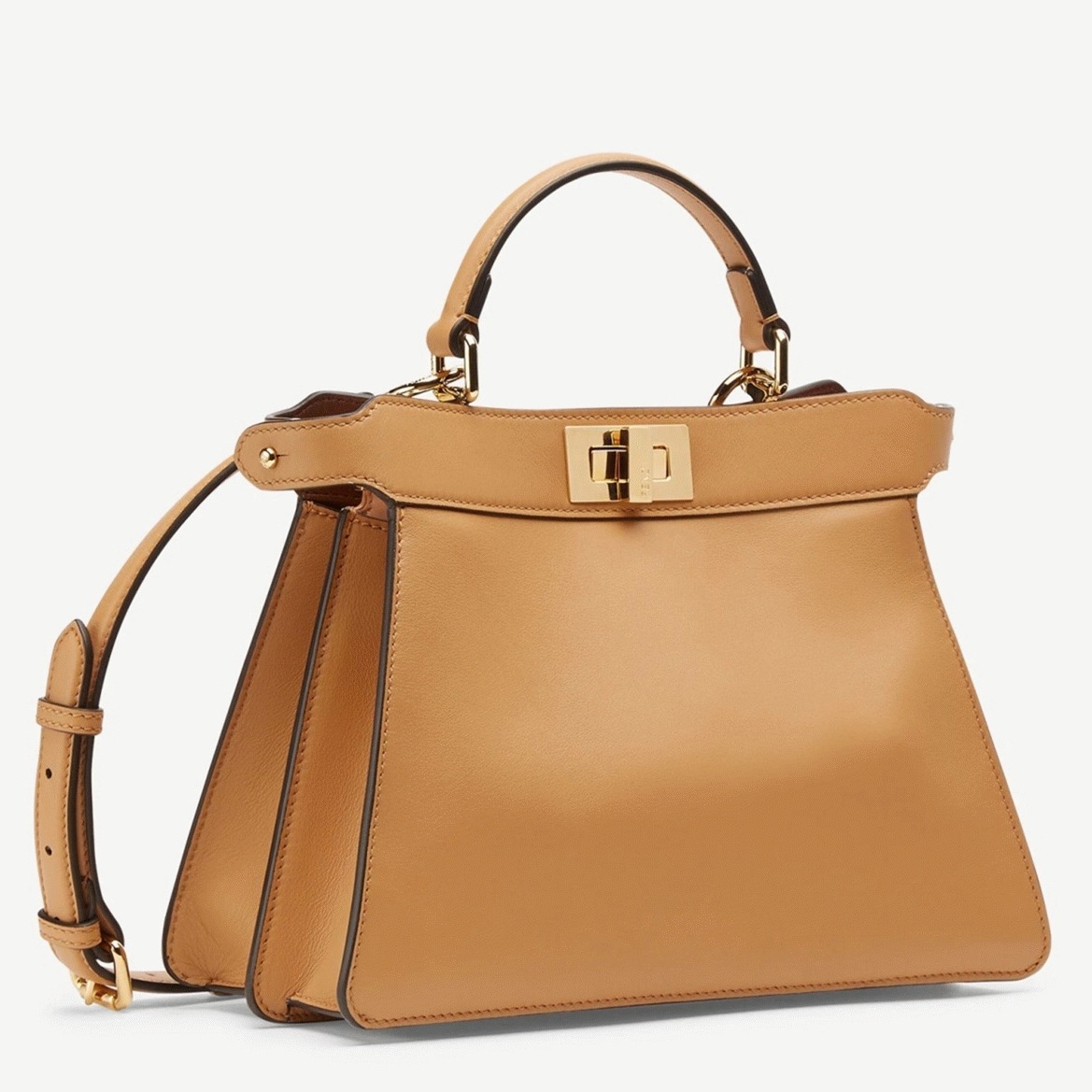 Top Quality Fake Fendi Peekaboo ISeeU Small Bag In Beige Calfskin