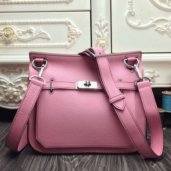 Pink fake luxury Hermes Jypsiere 34cm handbag