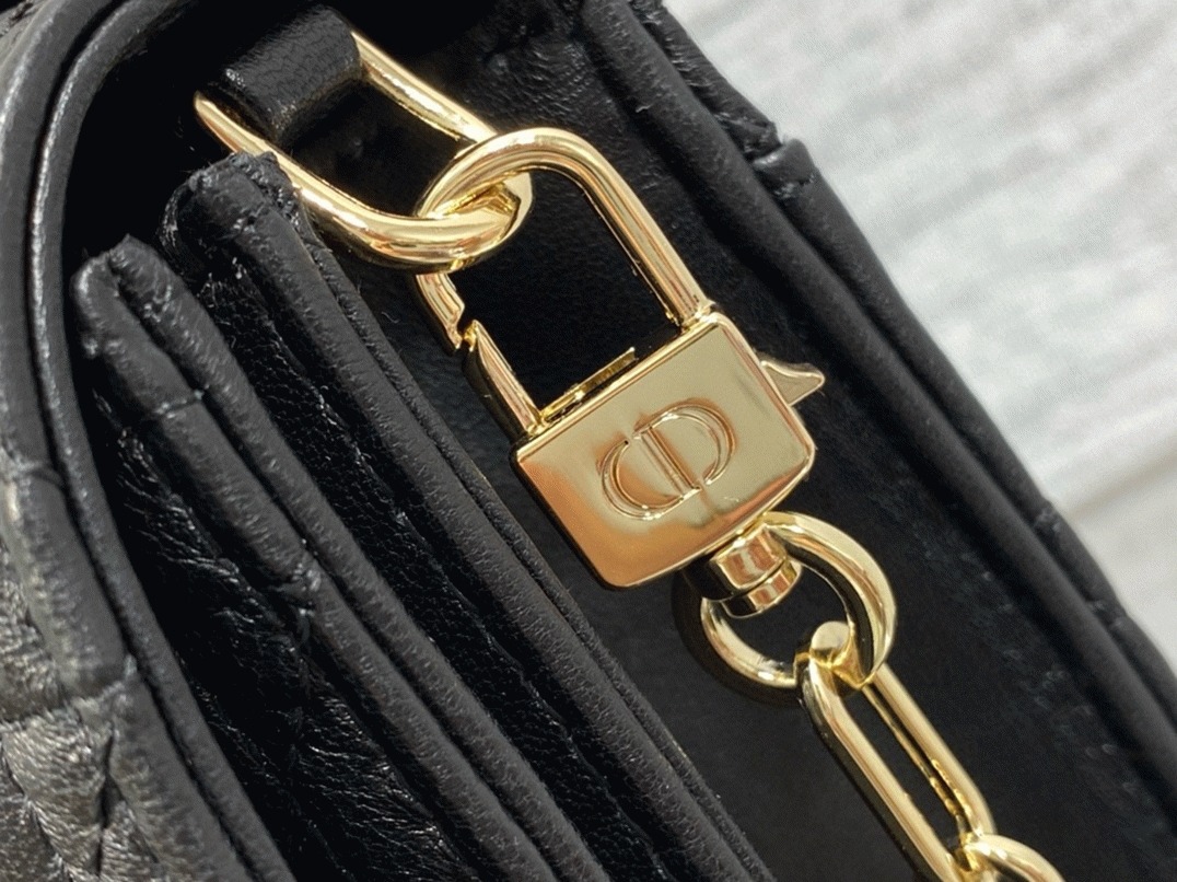 Dior Miss Dior Top Handle Bag Fake in Black Cannage Lambskin