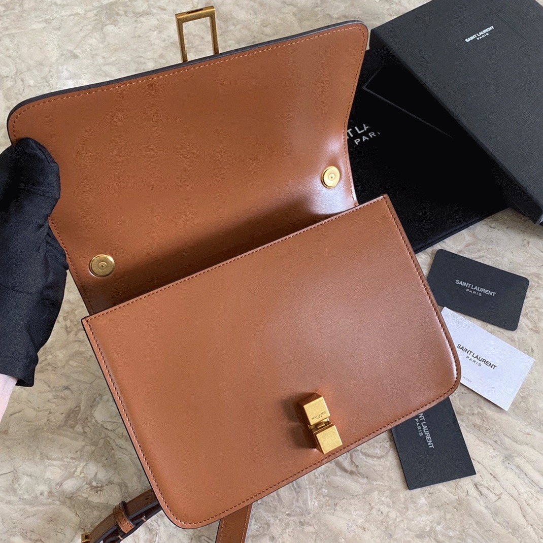 Fake Saint Laurent Le Carre Satchel Bag Brown